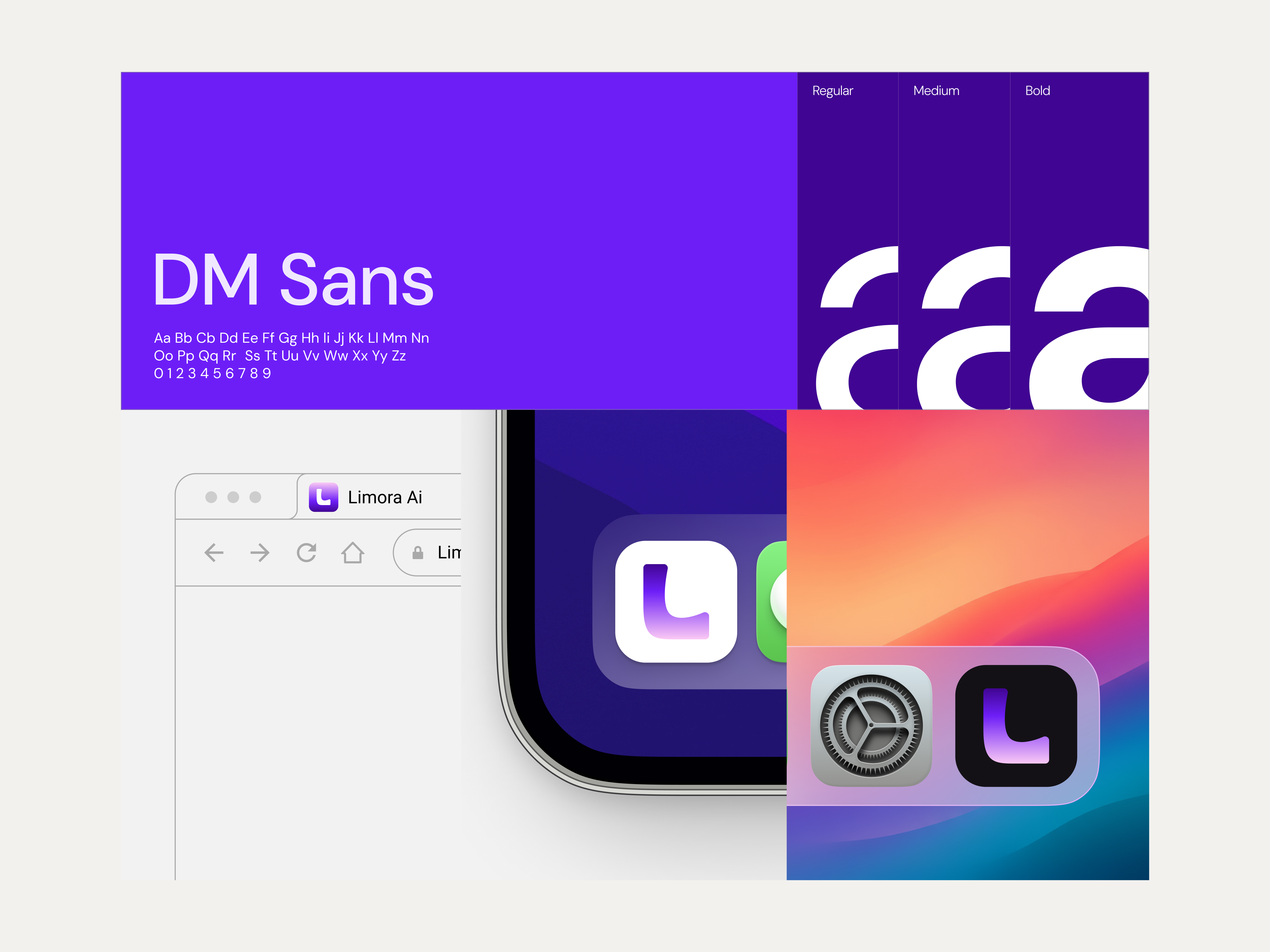 Limora AI brand system and app icon