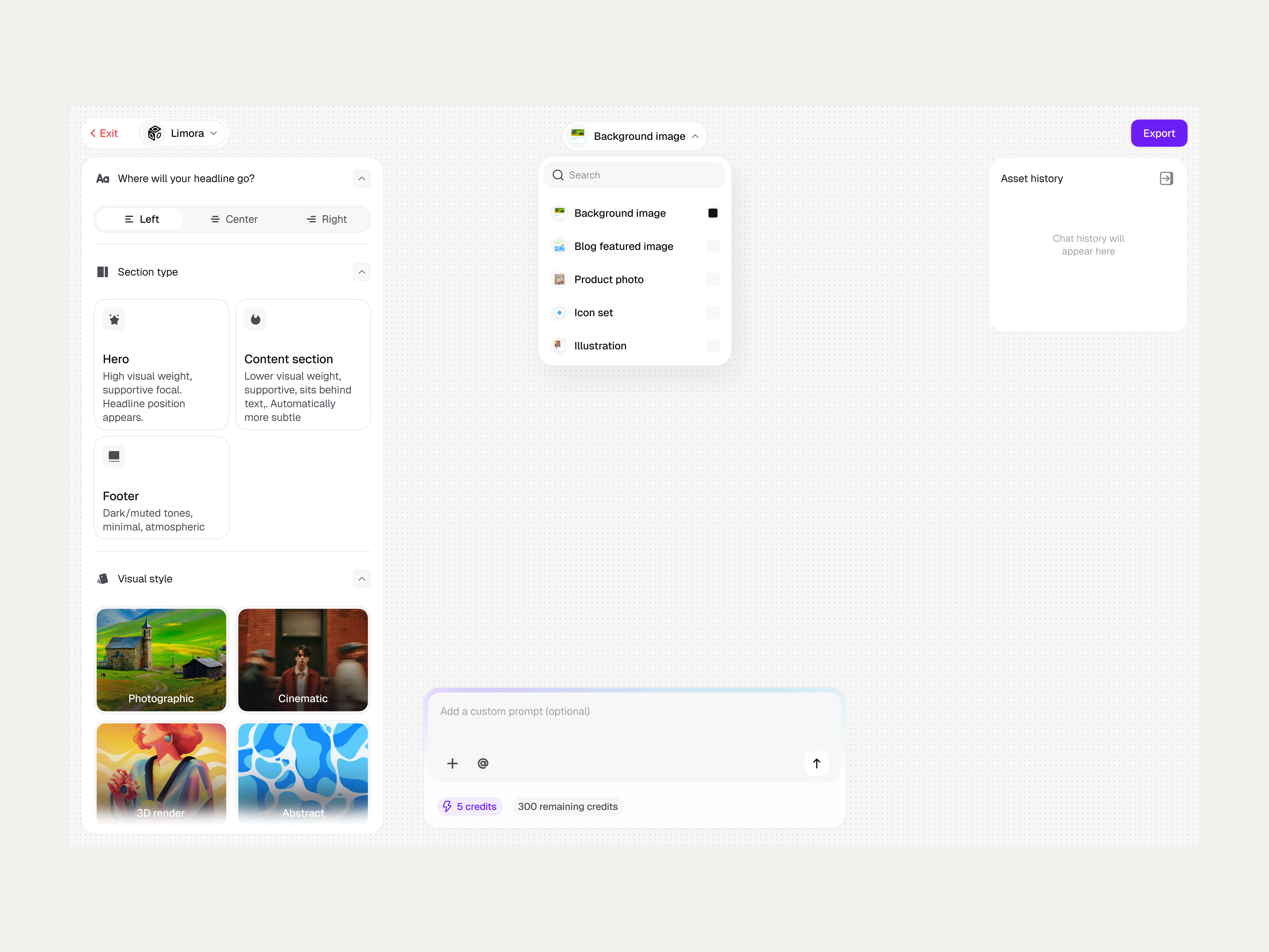 Limora AI generation editor